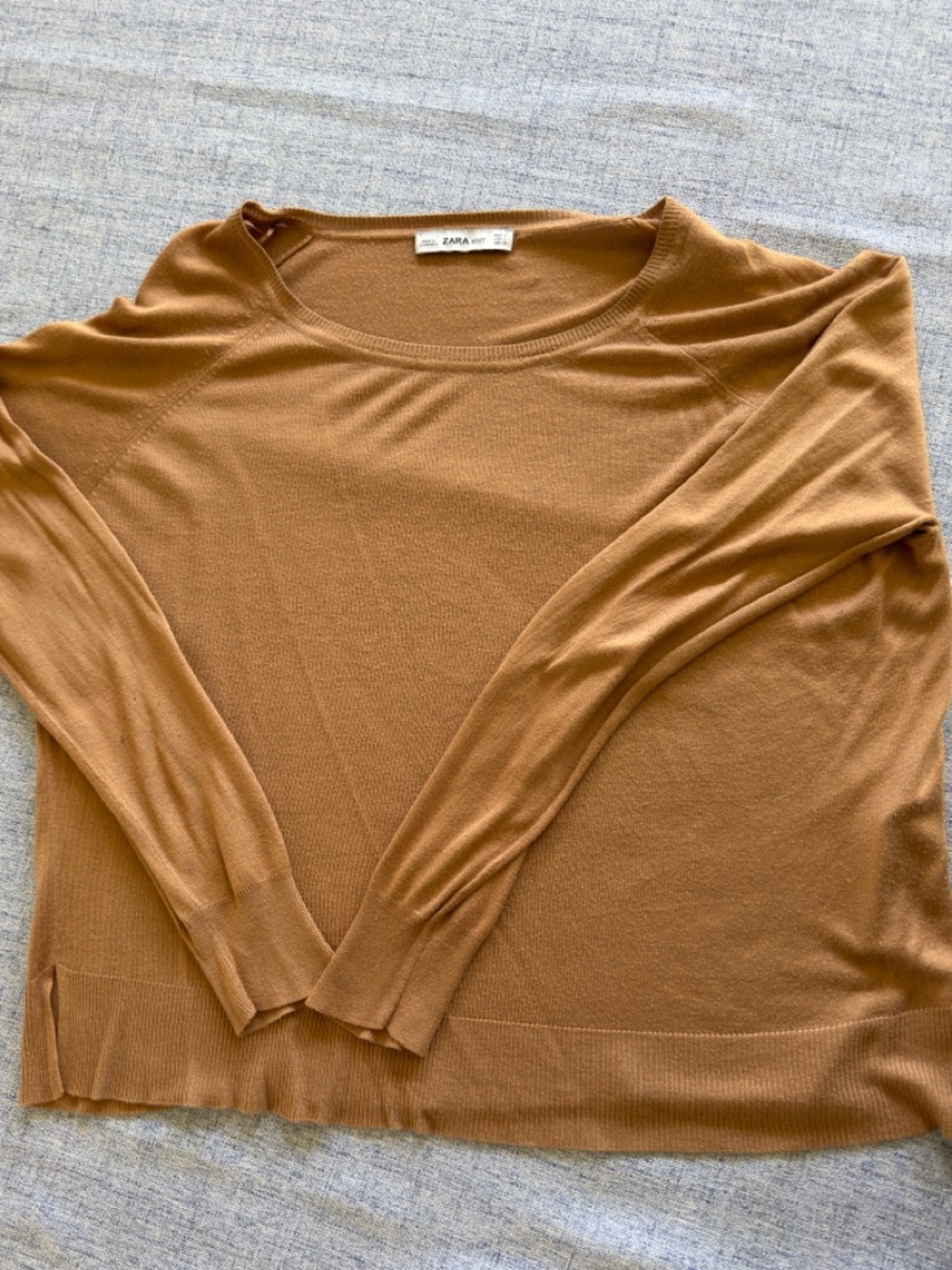 Zara Knit Crewneck Sweater - Camel Brown